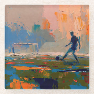 Dessous-de-verre En Verre "L'art du football" (Style 1) Peinture à l'huile