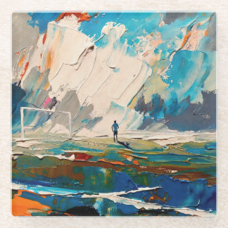 Dessous-de-verre En Verre "L'art du football" (Style 2) Peinture à l'huile