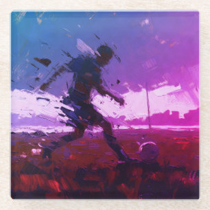 Dessous-de-verre En Verre "L'art du football" (Style 3) Peinture à l'huile