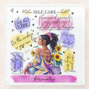 Dessous-de-verre En Verre L'autonomisation des femmes inspire une affirmatio