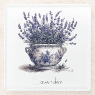 Dessous-de-verre En Verre Lavande en bleu de Delft personnalisable