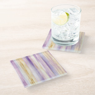 Dessous-de-verre En Verre Lavande Violet Or Rayures Enterrement de Vie de Je