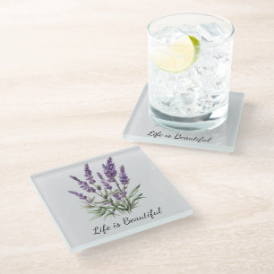 Dessous-de-verre En Verre Lavande Violette Grise Romantique Fête de Mariage 