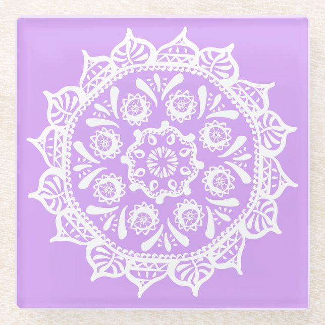 Dessous-de-verre En Verre Lavender Mandala (Devant)