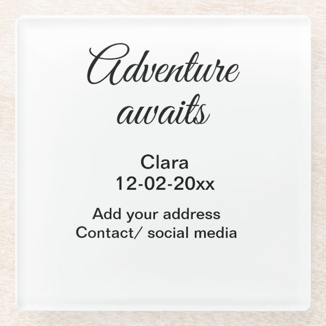Dessous-de-verre En Verre L'aventure commence ajouter nom date année lieu (Devant)