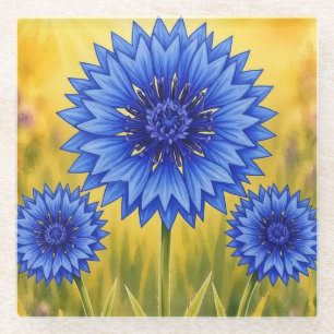 Dessous-de-verre En Verre Le Bleuet à Petale Radieux