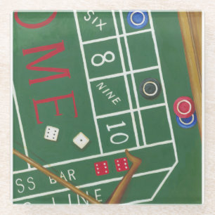 Dessous-de-verre En Verre Le casino chie le Tableau avec des puces et des