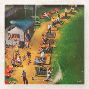 Dessous-de-verre En Verre Le champ d'exercice de golf par John hésitent