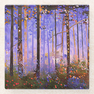 Dessous-de-verre En Verre Le chemin secret du cerf - Paysage boisé étendu