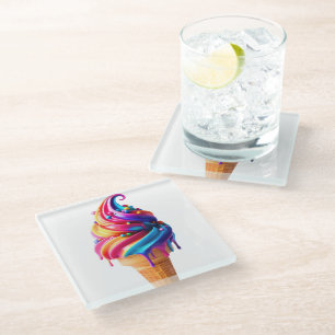 Dessous-de-verre En Verre Le cône de glace classique vibrant de SlipperyJoe'