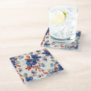 Dessous-de-verre En Verre Le Dessous de verre de fleurs d'aquarelles de char