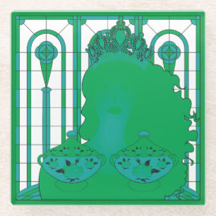 Dessous-de-verre En Verre Le Dessous de verre de la reine verte