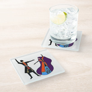 Dessous-de-verre En Verre Le Dessous de verre en verre des danseurs