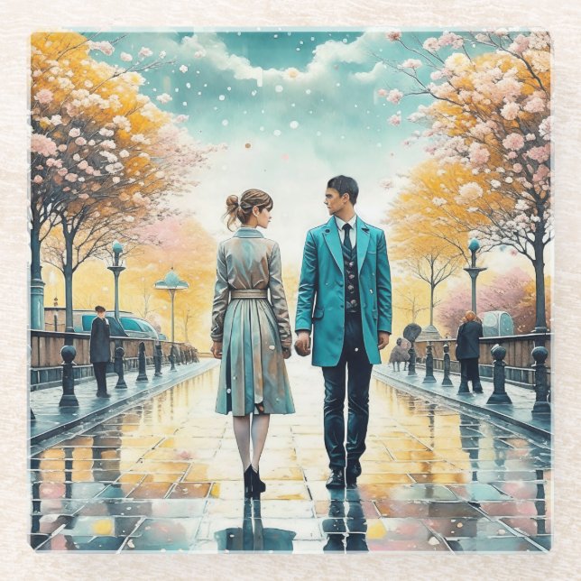 Dessous-de-verre En Verre Le destin nous a réunis (Devant)