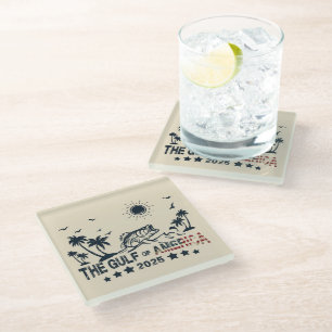 Dessous-de-verre En Verre Le drapeau américain patriotique du golfe d'Amériq