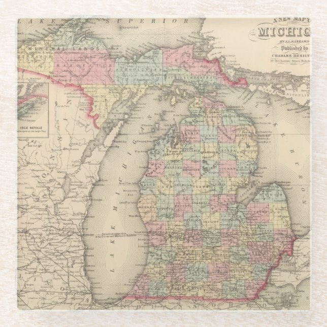 Dessous-de-verre En Verre Le Michigan (Devant)