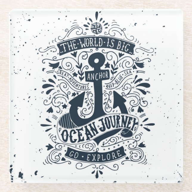 Dessous-de-verre En Verre Le monde est grand - allez les explorent (Devant)