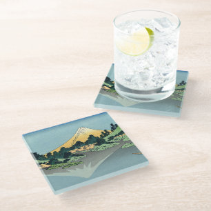 Dessous-de-verre En Verre Le mont Fuji d'Hokusai se reflète dans le lac Kawa