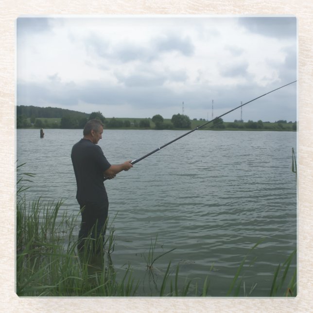 Dessous-de-verre En Verre Le pêcheur le soir (Devant)