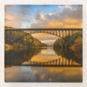 Dessous-de-verre En Verre Le Roi français Bridge dans l'automne