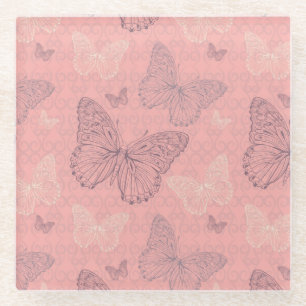 Dessous-de-verre En Verre Le rose de papillon