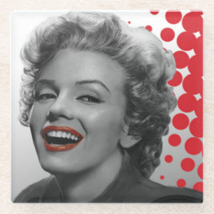 Dessous-de-verre En Verre Le rouge pointille Marilyn