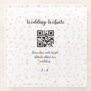 Dessous-de-verre En Verre Le site web mariage scanner code QR pour les détai