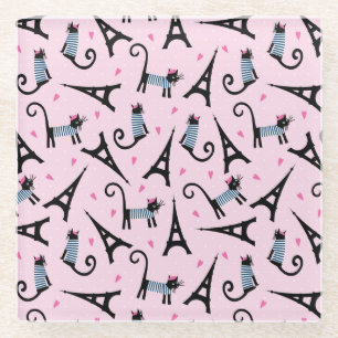 Dessous-de-verre En Verre Le style français a habillé le chat avec le moti