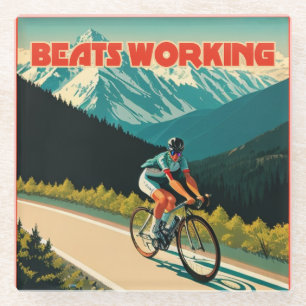 Dessous-de-verre En Verre Le Vélo Bat le Travail