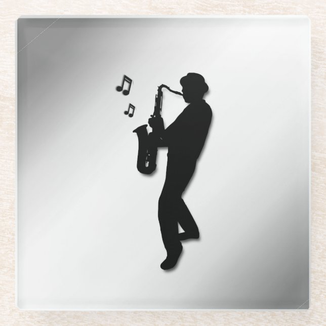 Dessous-de-verre En Verre Lecteur saxophone (Devant)