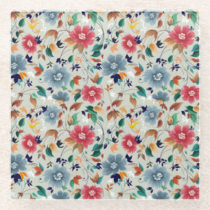 Dessous-de-verre En Verre L'élégance fleurit : Fond floral vintage