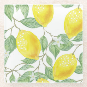 Dessous-de-verre En Verre Lemon Tree Motif Dessous de verre vert jaune