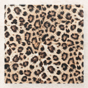 Dessous-de-verre En Verre Leopard Design Motif : Wild Elegance.