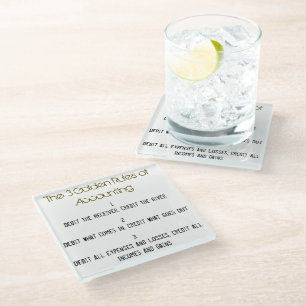 Dessous-de-verre En Verre "Les 3 règles de la comptabilité d'or "