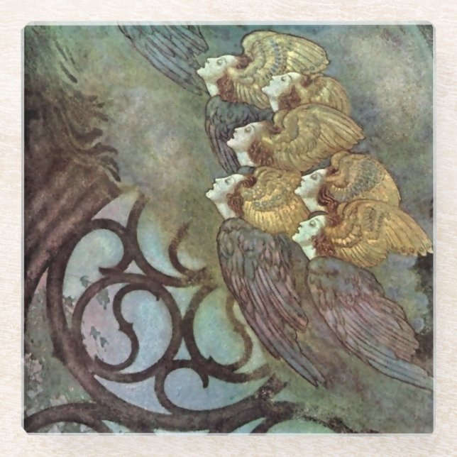 Dessous-de-verre En Verre « Les Anges » d'Edmund Dulac (Devant)