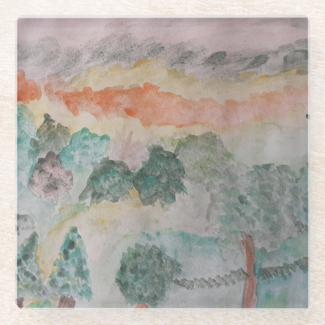 Dessous-de-verre En Verre Les Arbres Sur La Baie (Devant)