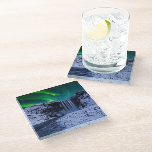 Dessous-de-verre En Verre Les cascades | Cascade Skógafoss (Incliné)