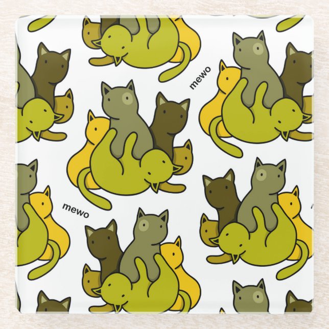 Dessous-de-verre En Verre Les chatons d'olive (Devant)