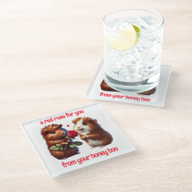 Dessous-de-verre En Verre Les cochons de Guinée mignons en amour Échanger un (Incliné)