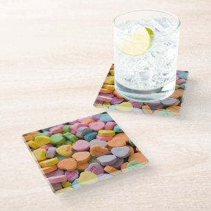 DESSOUS-DE-VERRE EN VERRE LES COEURS DE LA BOUGIE DE VALENTINE