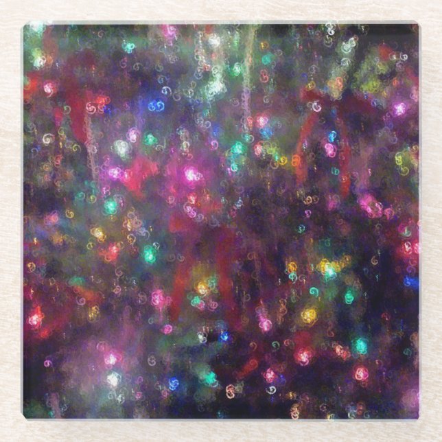 Dessous-de-verre En Verre Les lumières de Noël Boisson moderne (Devant)