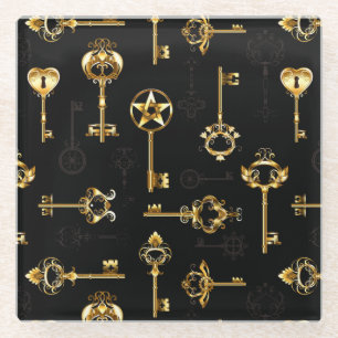 Dessous-de-verre En Verre Les Patters de Seamless avec Golden Keys