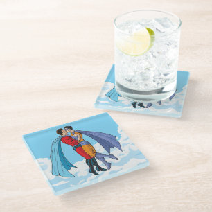 Dessous-de-verre En Verre Les personnages de Slipperyjoe's deux super-héros