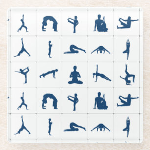 Dessous-de-verre En Verre Les positions de yoga pour le zen et la méditatio