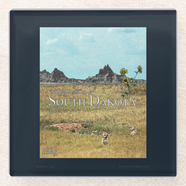 Dessous-de-verre En Verre Les Terres des Prairies du Dakota du Sud (Devant)