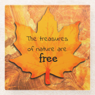 Dessous-de-verre En Verre Les trésors de la nature sont libres Feuille d'or