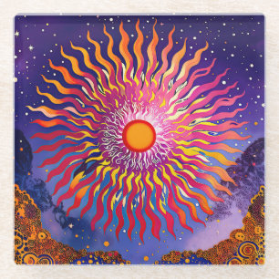 Dessous-de-verre En Verre "Les Whispers solaires dans le ciel" Le soleil
