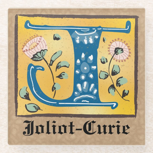 Dessous-de-verre En Verre LETTRE Florale MOYENNE ÉCLAIRÉE J MONO (Devant)