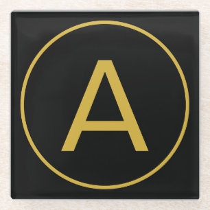 Dessous-de-verre En Verre LETTRE INITIALE MONOGRAPHIQUE ÉLÉGante OR COULEUR 