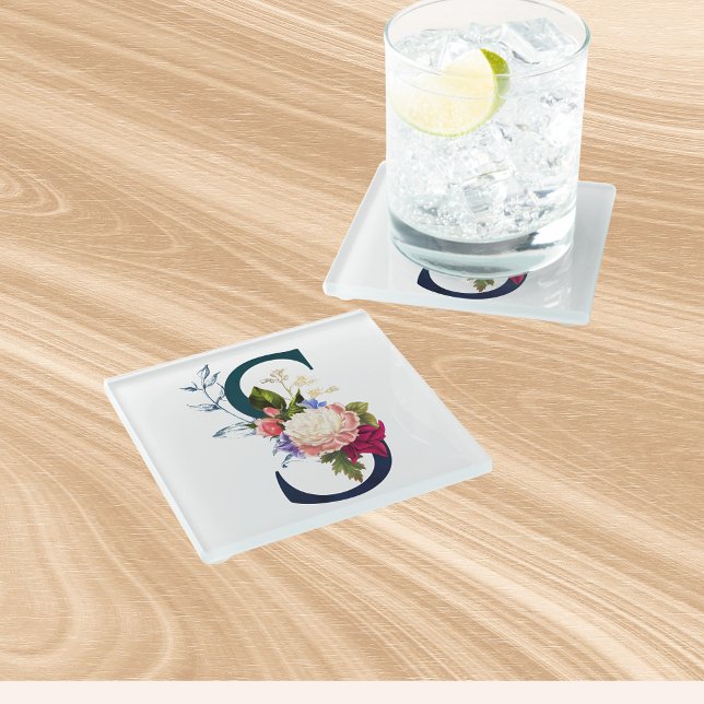 Dessous-de-verre En Verre LETTRE MONOGRAPHIQUE Florale S (Créateur téléchargé)